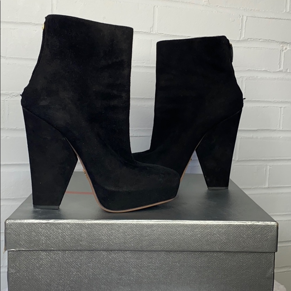 Prada suede heeled booties